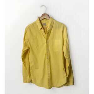 J Crew Shirt Sz S Yellow 2 Ply 100% Cotton Buttton Down Gingham Check Classic